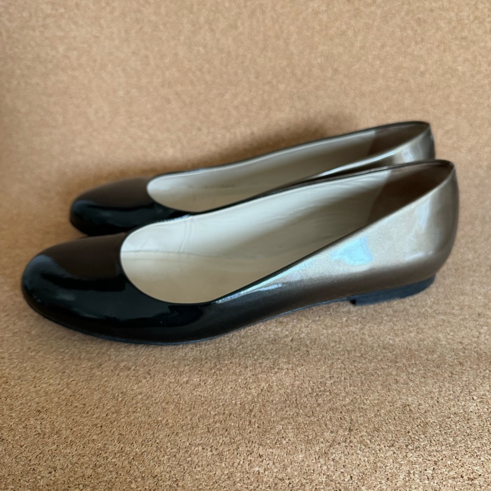 M. Gemi Black Gold Tan Ombré Patent leather Flats Size Eu 38 Us 7.5 - Picture 3 of 16